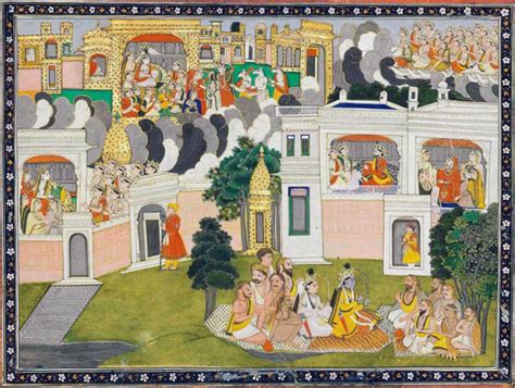 Lord Ram And Lakshman Seated With Ascetics - Indian Miniature Painting ...