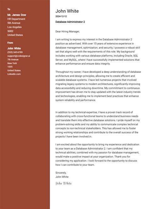 Image result for Database Developer Cover Letter