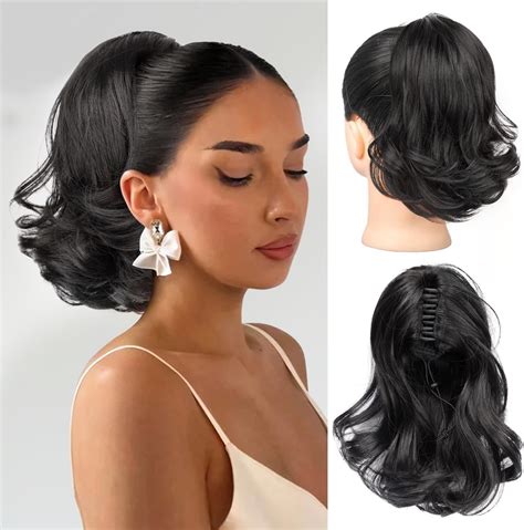 Amazon.com : MONIXI Ponytail Extension, 10" Short Claw Clip on Pony ...