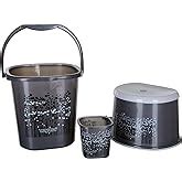 Nayasa Funk Square 3 Pcs Bathroom Set | Bucket 25 L + Mug 1.5 L + 508 ...