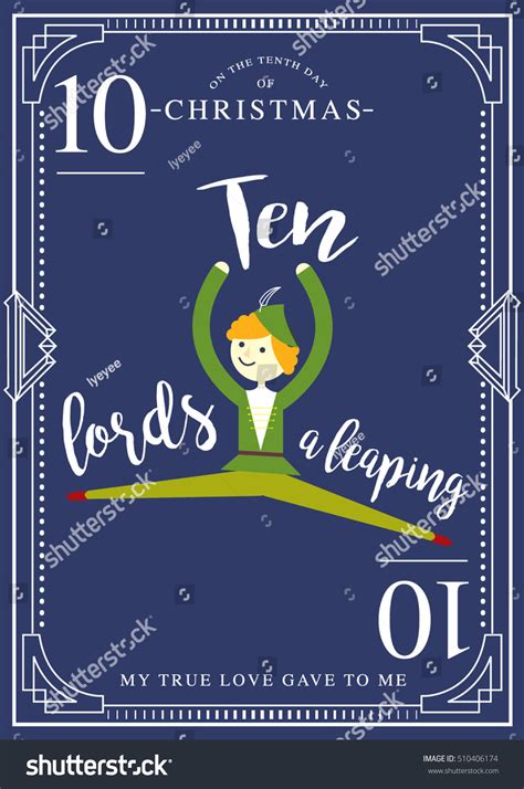 Tenth Day Christmas Twelve Days Christmas Stock Vector (Royalty Free ...