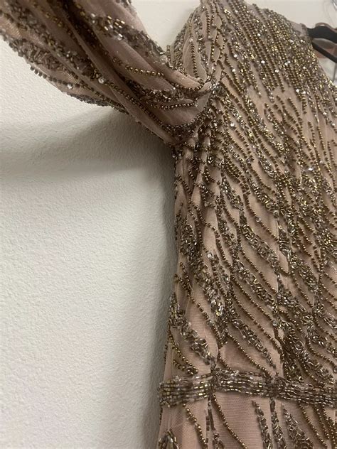 598 MAC DUGGAL Long Sleeve Beaded Column Gown Mocha India | Ubuy