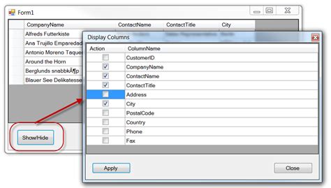 Populate DataGridView C 的图像结果