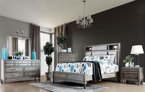 Daphne Gray Upholstered Platform Bedroom Set from Furniture of America ...