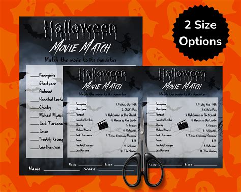 Halloween Movie Match, Movie Trivia, Halloween Movie Quiz, Printable Halloween Games, Instant ...