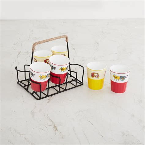 Buy Joy Delight Printed Multicolour Bone China 6-Piece Tea Set with ...
