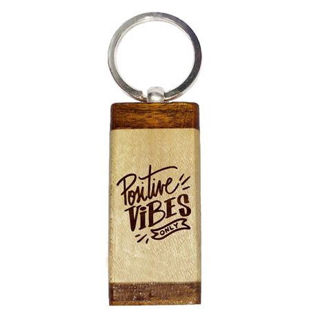 YaYa Cafe Wooden Keyrings Motivational Quotes Positive Vibes Only ...