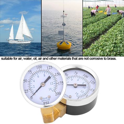 Buy 1/4"NPT Pressure Gauge 0-200PSI 0-14bar,Air Compressor Water ...
