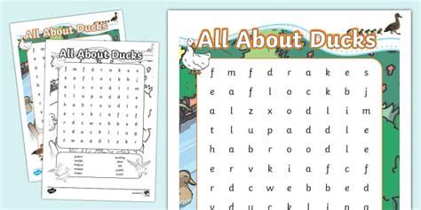 Duck Word Search (teacher made) - Twinkl