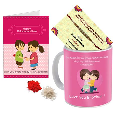 SKYTRENDS Printed Ceramic Multicolour Coffee Mug, Rakhi, Roli, Chawal ...
