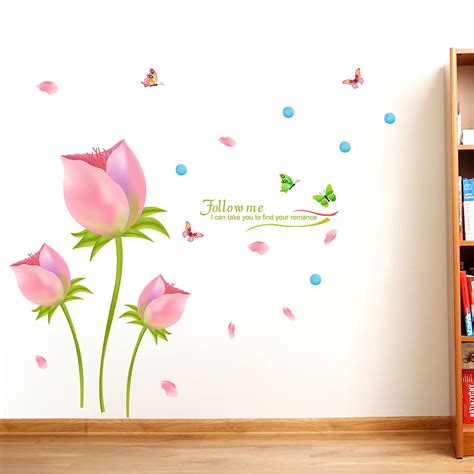 Buy Decals Design Stylized Pink Tulips with Butterflies & Quotation ...