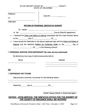 Oklahoma Protective Order Service Return - Fill Out, Sign & Share ...