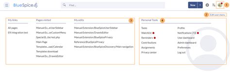 Personal navigation - BlueSpice Helpdesk