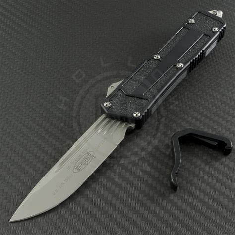 Microtech Knives Navy Scarab S/E Automatic OTF D/A Knife (3.44in Bead Blasted Plain ELMAX) 182-7 ...