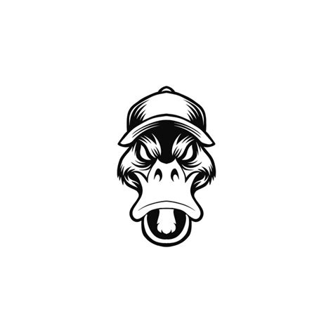 Mascot logo illustration of a duck wearing a black and white hat ...