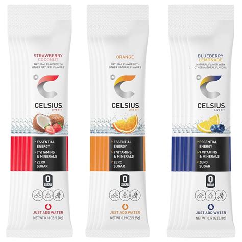 CELSIUS On-the-Go Energy Drink Powder Packets, 15 Count, Zero Sugar ...