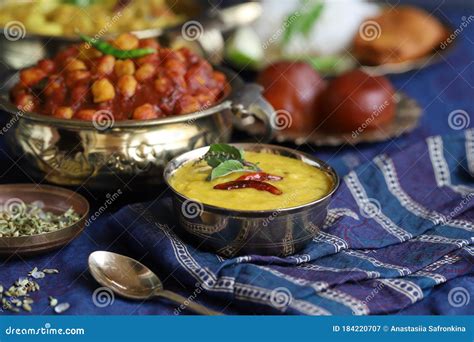 Traditional Indian Home-cooked Dinner. Dishes of National Indian ...