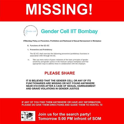 ‘Missing’: IIT Bombay students take a dig at Gender Cell after 'inaction on women's safety' - VLab IIT B Process