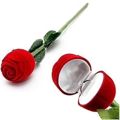 Buy Peora Velvet Red Rose Jewellery Ring Box (Gift, Engagement) Single ...