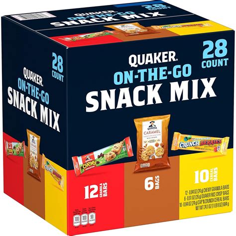 Buy Quaker On-the-Go Snack Mix Variety Pack, Chewy, Cereal Bars, Rice ...