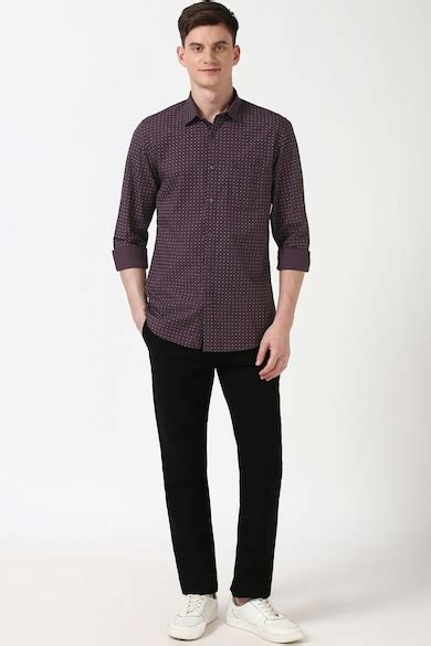 Buy Men Purple Slim Fit Print Full Sleeves Casual Shirt Online ...