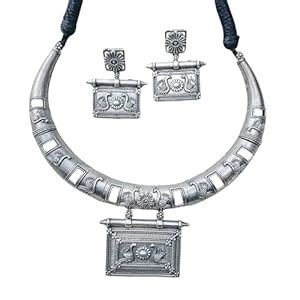 Buy Avvni The Store Tribal Heritage Bloom Oxidised Hasli Set ...