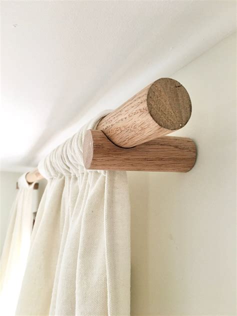 28”- 47” Solid Wood Curtain Rod Set, Solid Oak, Natural - Etsy Canada ...