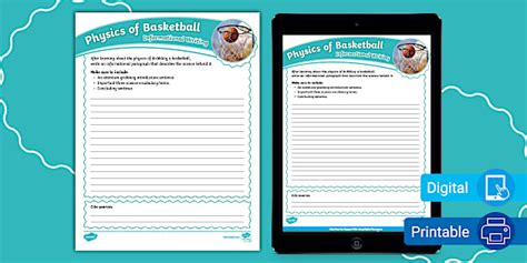 Physics of Sports Basketball Writing Activity for 6th-8th Grade