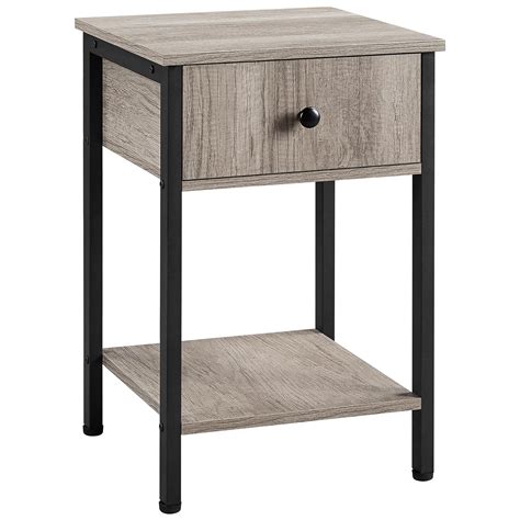 Buy Yaheetech Rustic End Table with Drawer and Open Shelf, Wooden Sofa ...