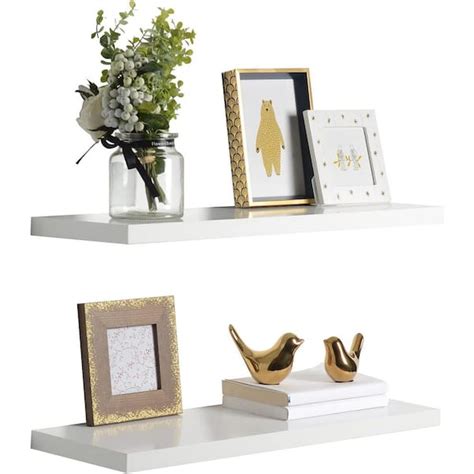 Buy 24 in. W x 1 in. H x 8 in. D White Decorative Floating Wall Shelves ...