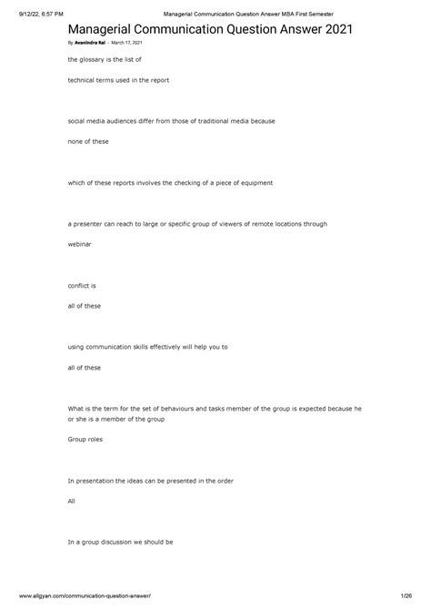 Managerial Communication Question Answer MBA First Semester ...