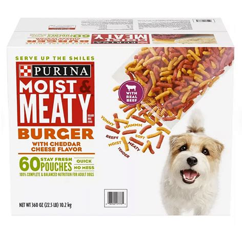 Purina Moist & Meaty Burger with Cheddar Cheese Flavor Dog Food Pouches ...