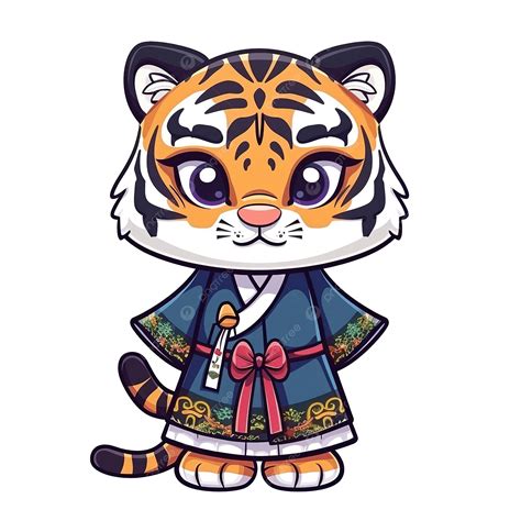 Korean Cartoon Animals Cute National Animal Female Tiger Wearing South