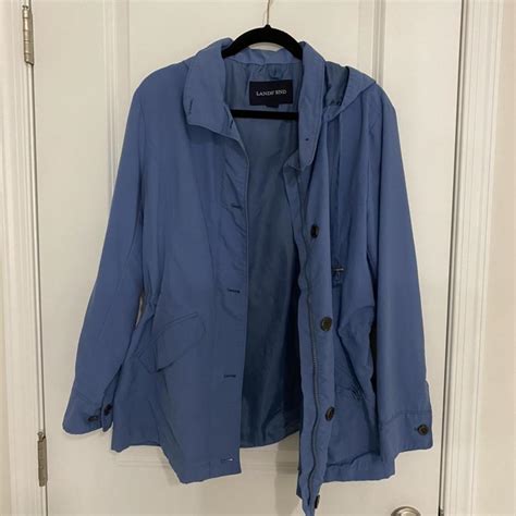 blue lands end raincoat! very light and great for... - Depop