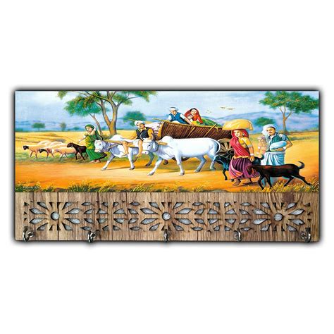 pnf Key Holder Rack with Photo of Rajasthani Culture Lady Modern Art ...