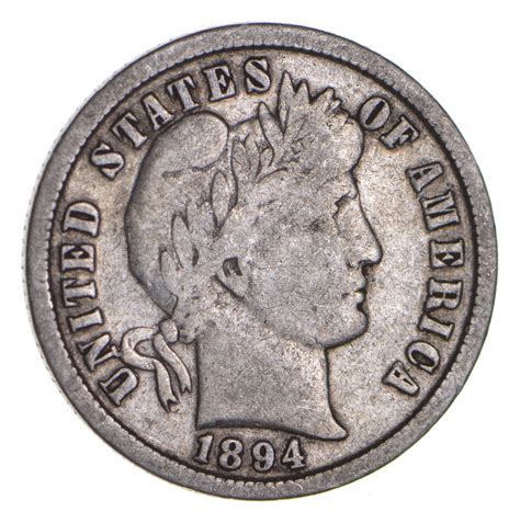 Rare - 1894 Barber Silver Dime - 90% Silver - US Coin - Mnted in ...