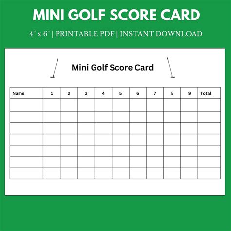 Mini Golf Score Card | 8.5" X 11" Instant Download Printable - Etsy
