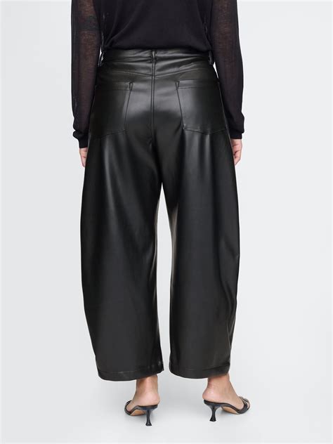Mid Rise Vegan Leather Barrel Pants | Gap