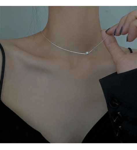 925镀银小清新珍珠锁骨项链2020年新款女年轻款吊坠时尚单颗颈链-阿里巴巴