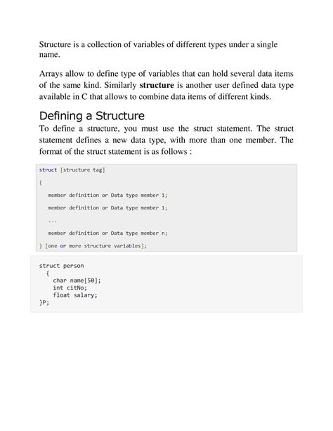 Structure - Arrays allow to define type of variables that can hold ...