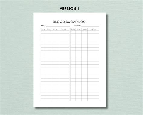 Blood Sugar Log Printable Template, Diabetic Printable, Glucose Tracker, Diabetes Log ...