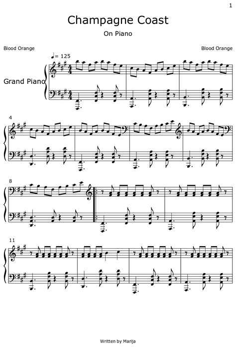 Champagne Coast - Sheet music for Piano