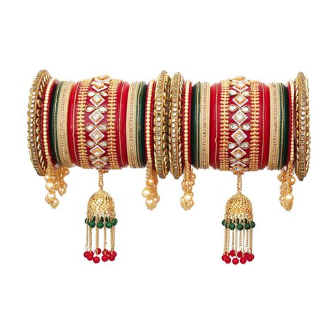 Akruti Collection Gold Plated Austrian Stone And Pearls Bangle Set ...