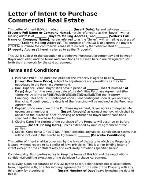 Free Letter of Intent to Purchase Commercial Real Estate Template ᐈ ...
