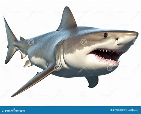 A Predator Great White Shark Swimming in the Ocean Coral Reef Shallows Just Below the Water Line ... - predators of great white sharks