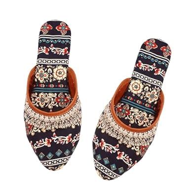 Buy Babbotty Women's Multicolor Jaipuri Rajasthani Mules Juttis ...