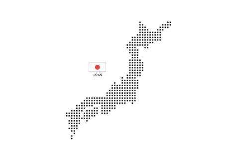 Vector square pixel dotted map of Japan isolated on white background with Japan flag. 14991398 ...