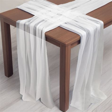 20-Pack 9ft Sheer Table Runners – White Shimmer Sheer Drapes, Wrinkle-Free