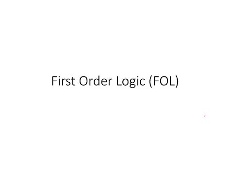 FOL - First order logic - First Order Logic (FOL) U or D Inference in ...