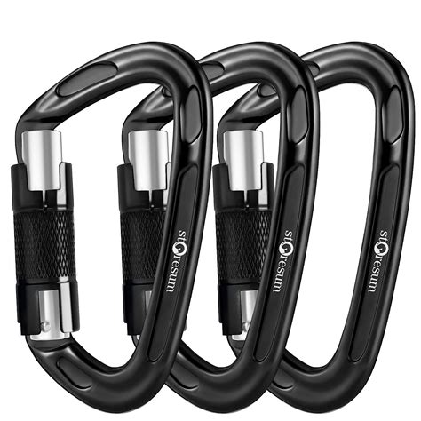 Storesum Climbing Carabiner with Auto Locking – 3 Pack Certified 24KN ...